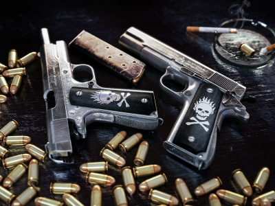 1911, патроны, пепельница, colt, пистолеты, обойма, гильза