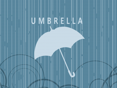 дождь, круги, зонт, надпись