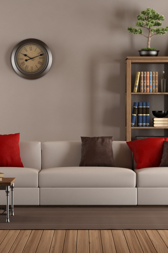 lamb, интерьер, couch , clock, pillows, living room, library, stylish design , interior