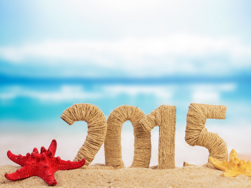 цифры, 2015, песок, пляж, морская звезда, новогодние, новый год