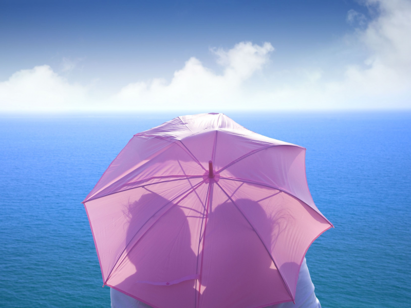пара, зонтик, влюбленные, розовый, настроения, зонт