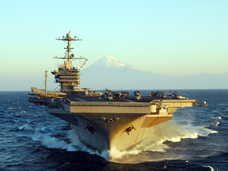 море, uss, (cvn-73), волны, типа _нимиц_, авианосец, george washington