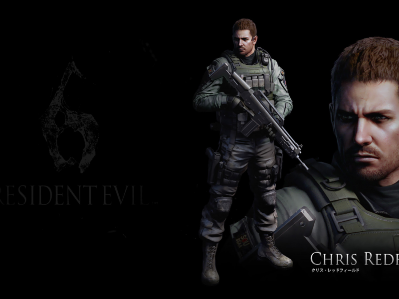 chris redfield, черный фон, обитель зла, крис редфилд, resident evil 6