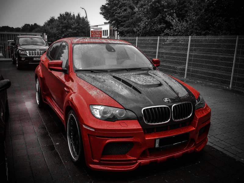 x6m, tuning, hamann, bmw, red, jeep