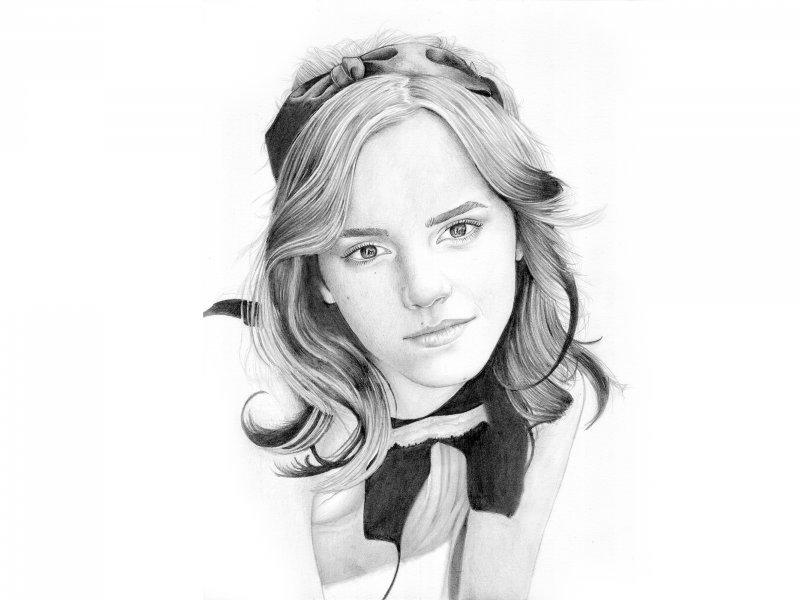 рисунок, карандаш, emma watson, портрет