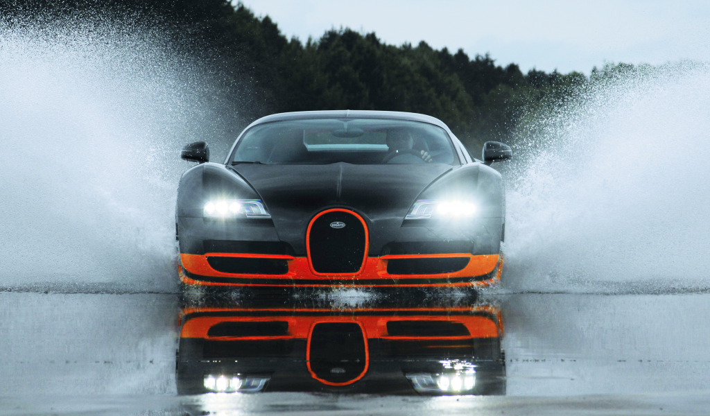 orange, sport, bugatti, super, бугатти, супер, вейрон, wet, veyron, water, splash