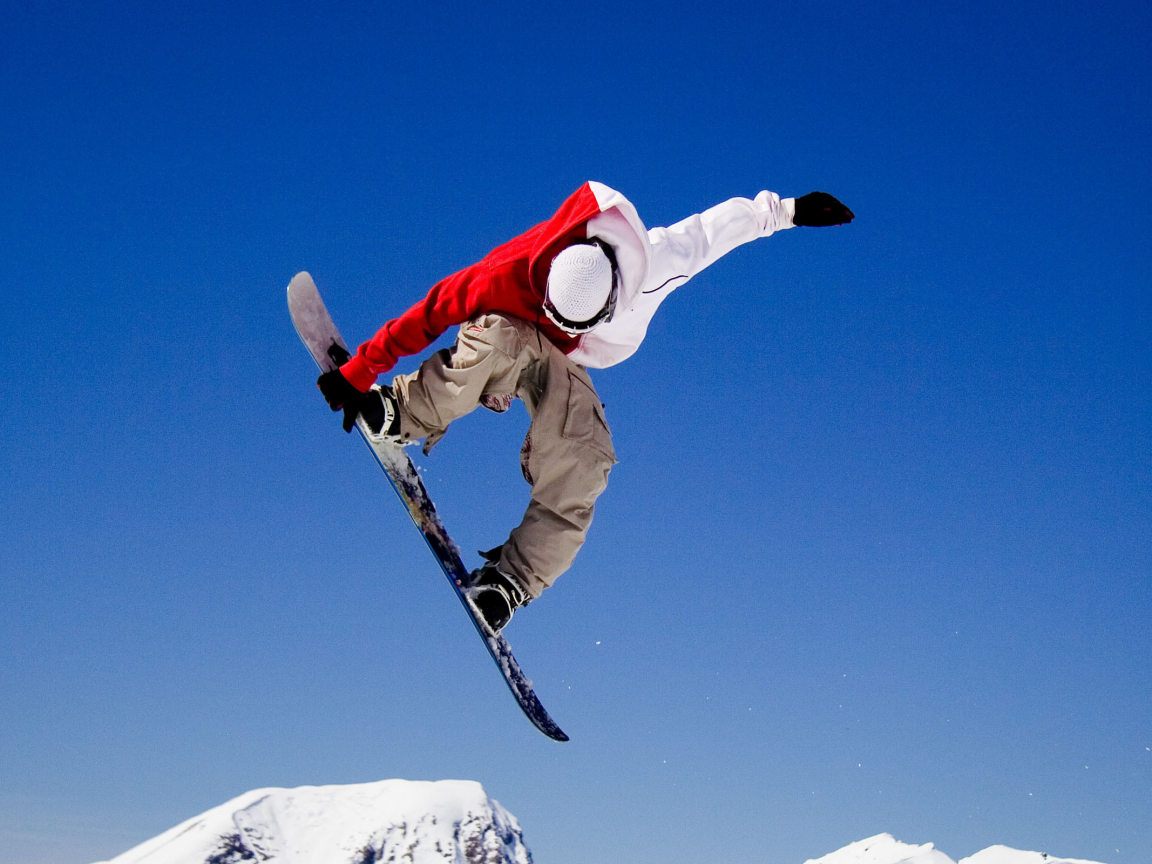 зима, трюк, прыжок, полет, сноубордист