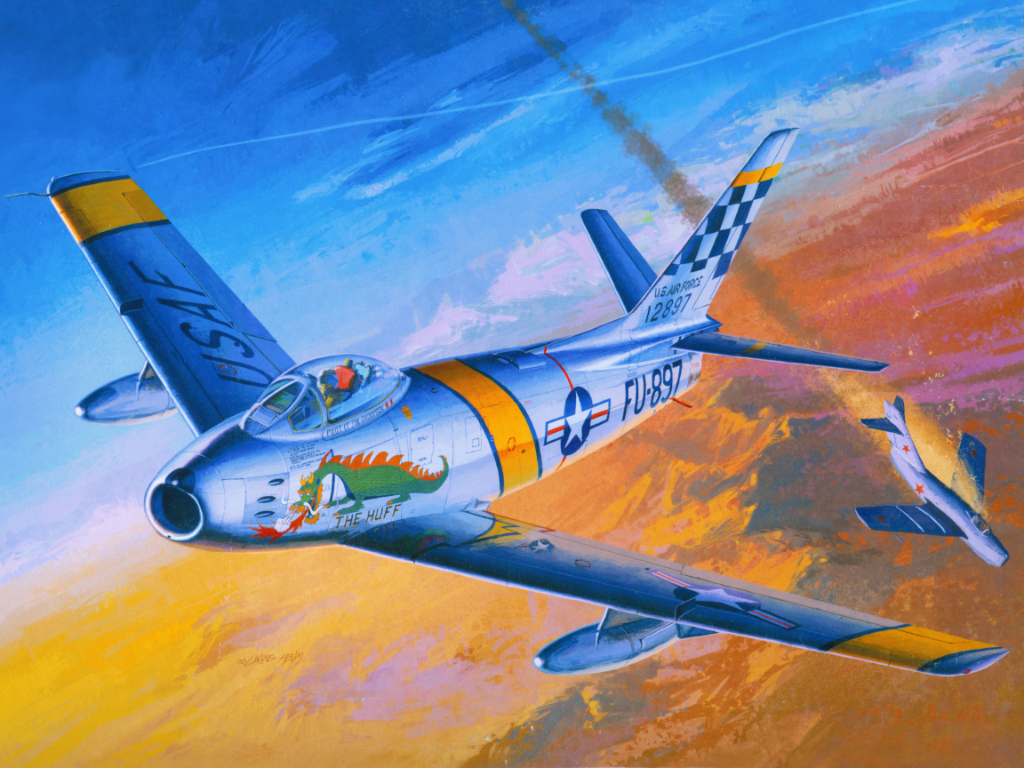 корейская война 1950-1953 годов, арт, небо, самолёты