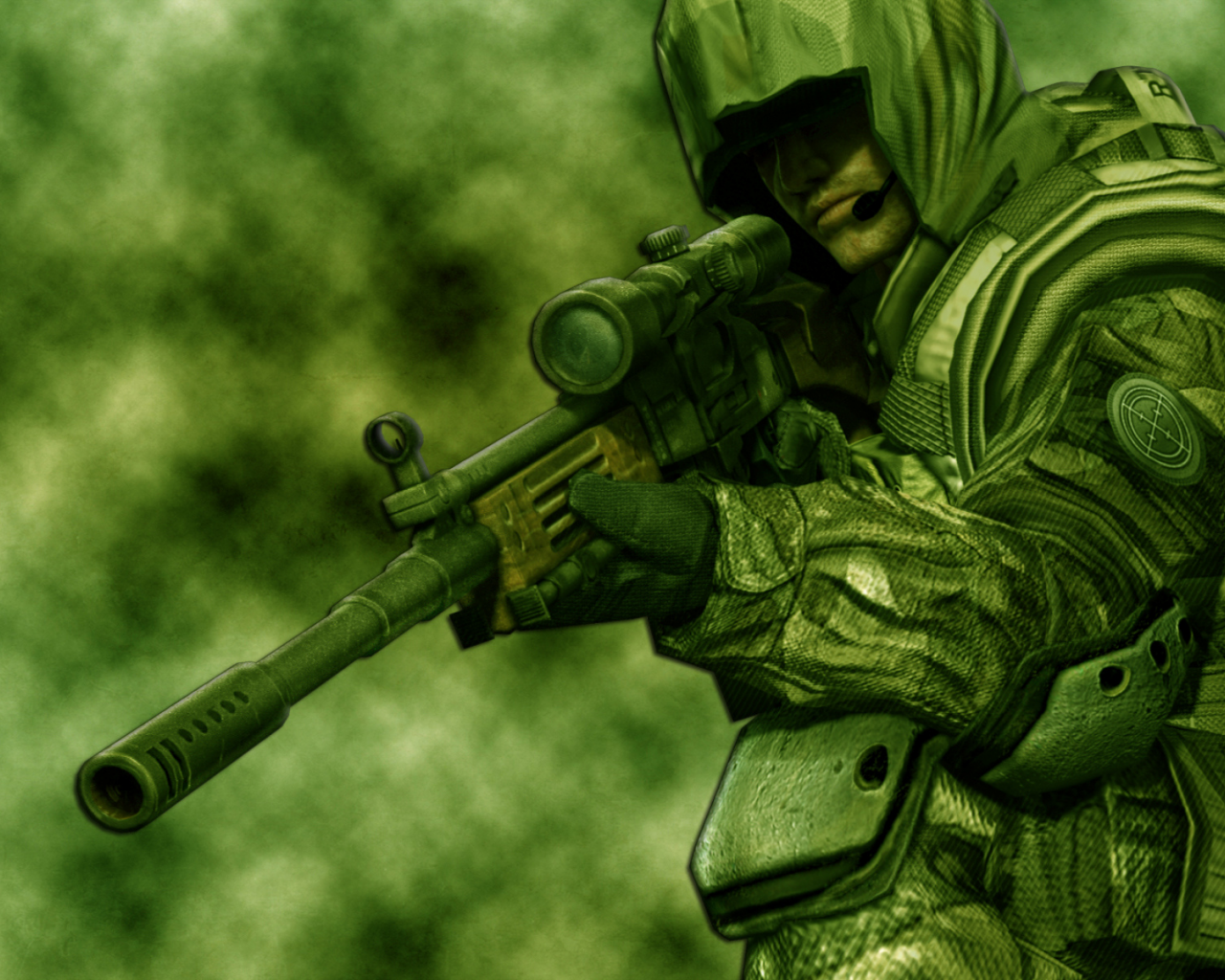 оружие, солдат, зеленый, прицел, снайпер