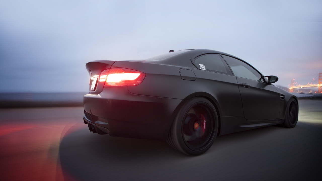 matte black, вид сзади, speed, bmw, m3, e92, бмв, матовый, чёрный