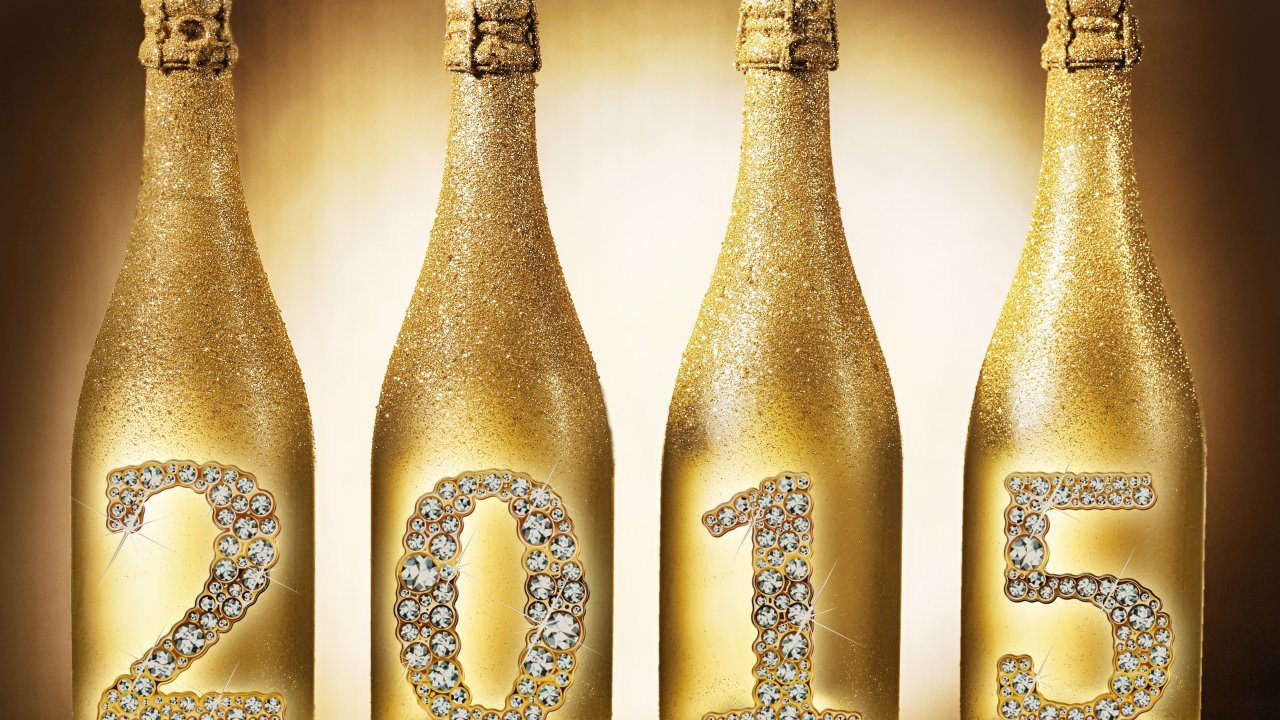 с новым годом, 2015, бриллианты, бокалы, шампанское, золото