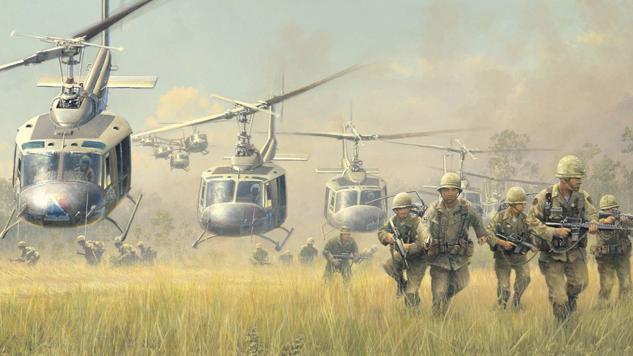 вертолёты, война, huey, iroquois, uh-1, bell, вьетнам, высадка