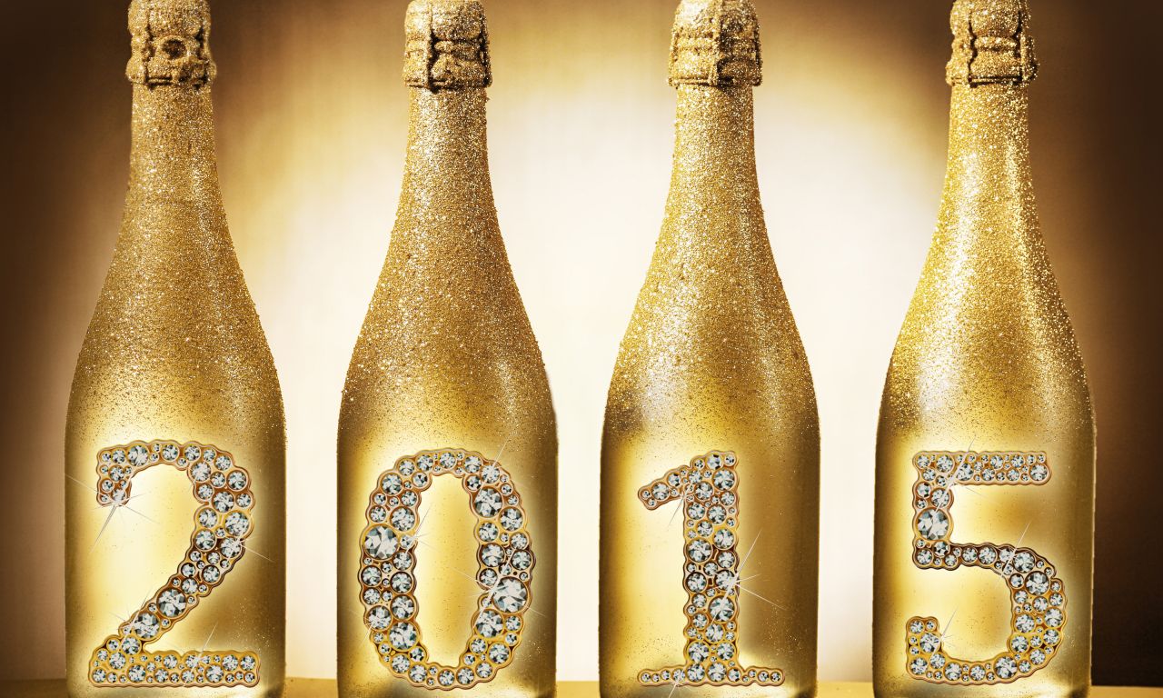 с новым годом, 2015, бриллианты, бокалы, шампанское, золото