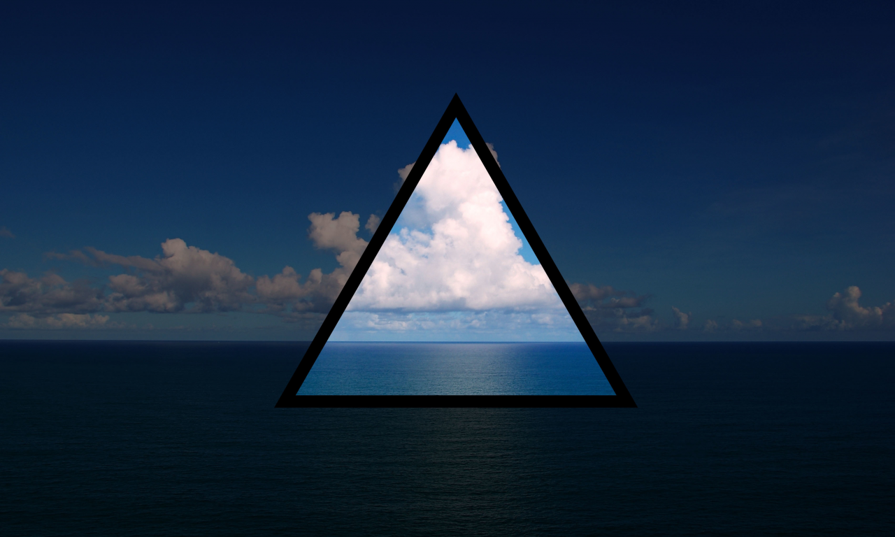небо, океан, треугольник, вода, море, облака