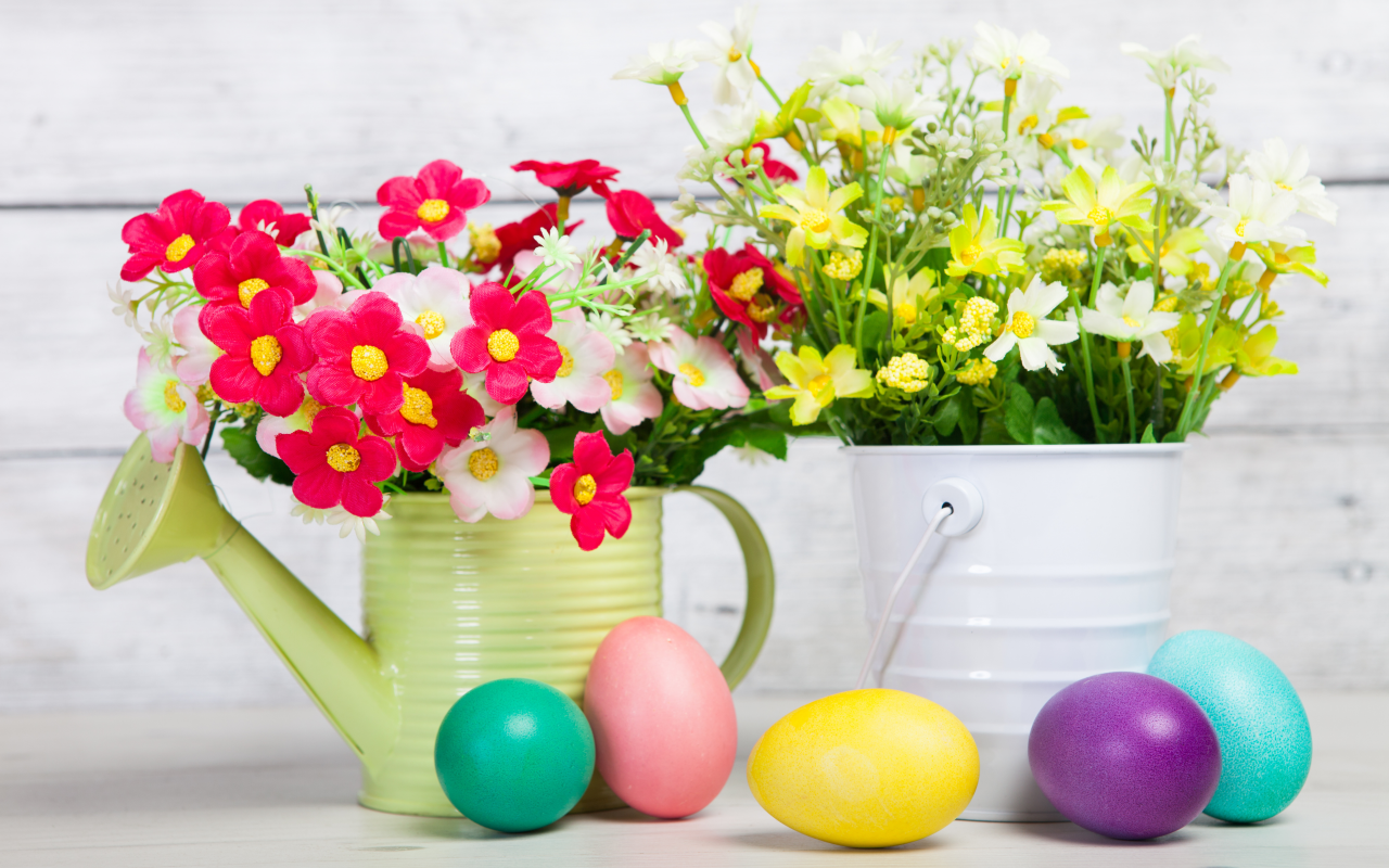 цветы, праздник, яйца, пасха