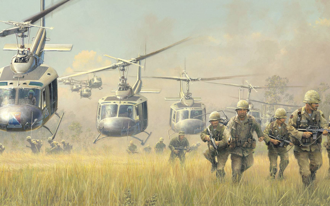 вертолёты, война, huey, iroquois, uh-1, bell, вьетнам, высадка