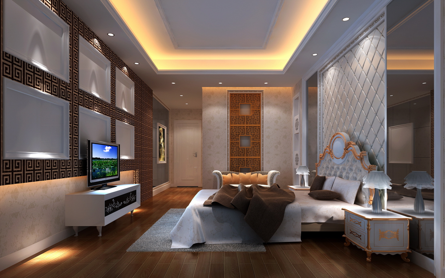спальня, bedroom, interior, телевизор, кровать, master, design