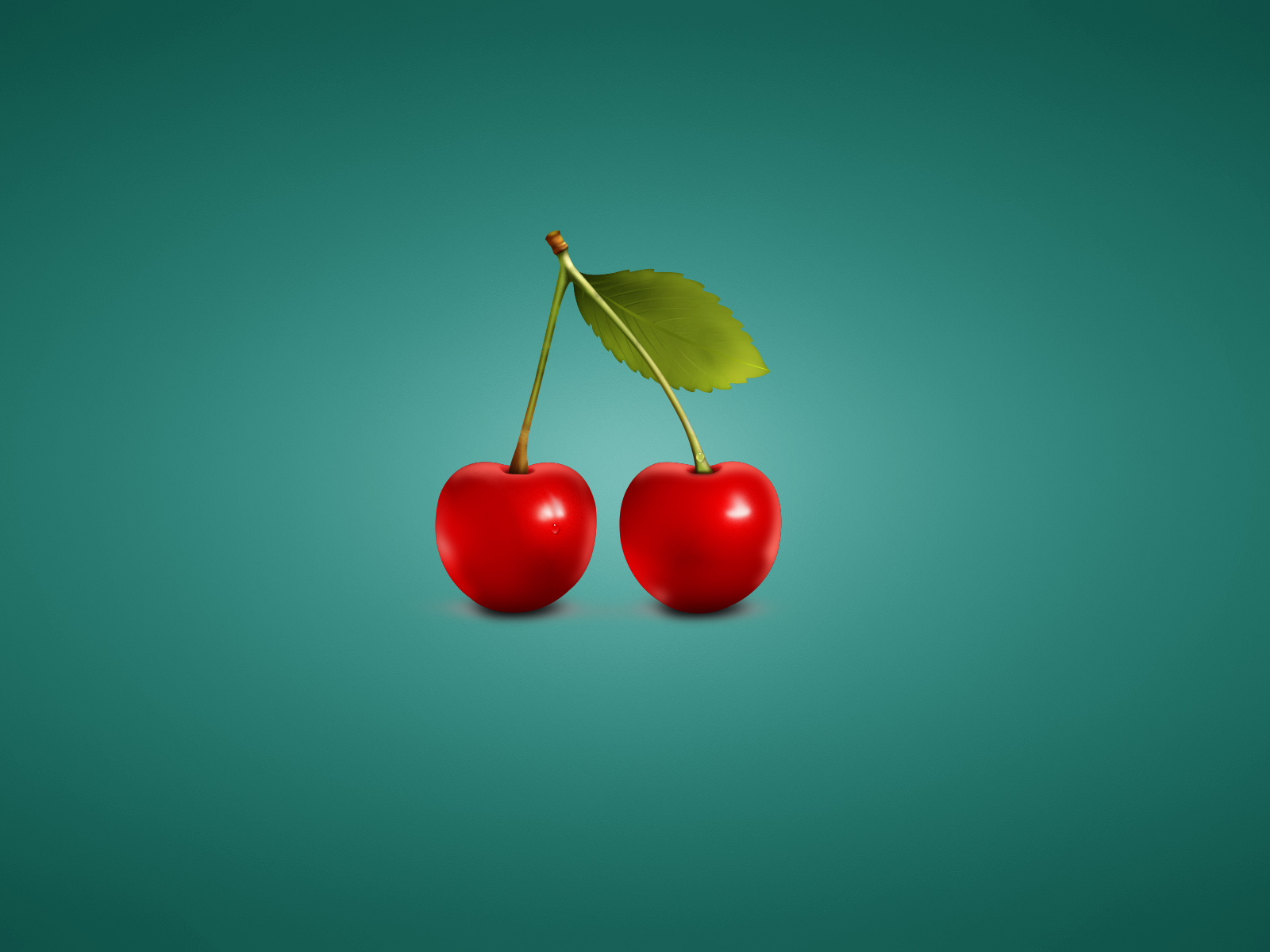 синий фон, минимализм, черешня, две штуки, cherry, вишня