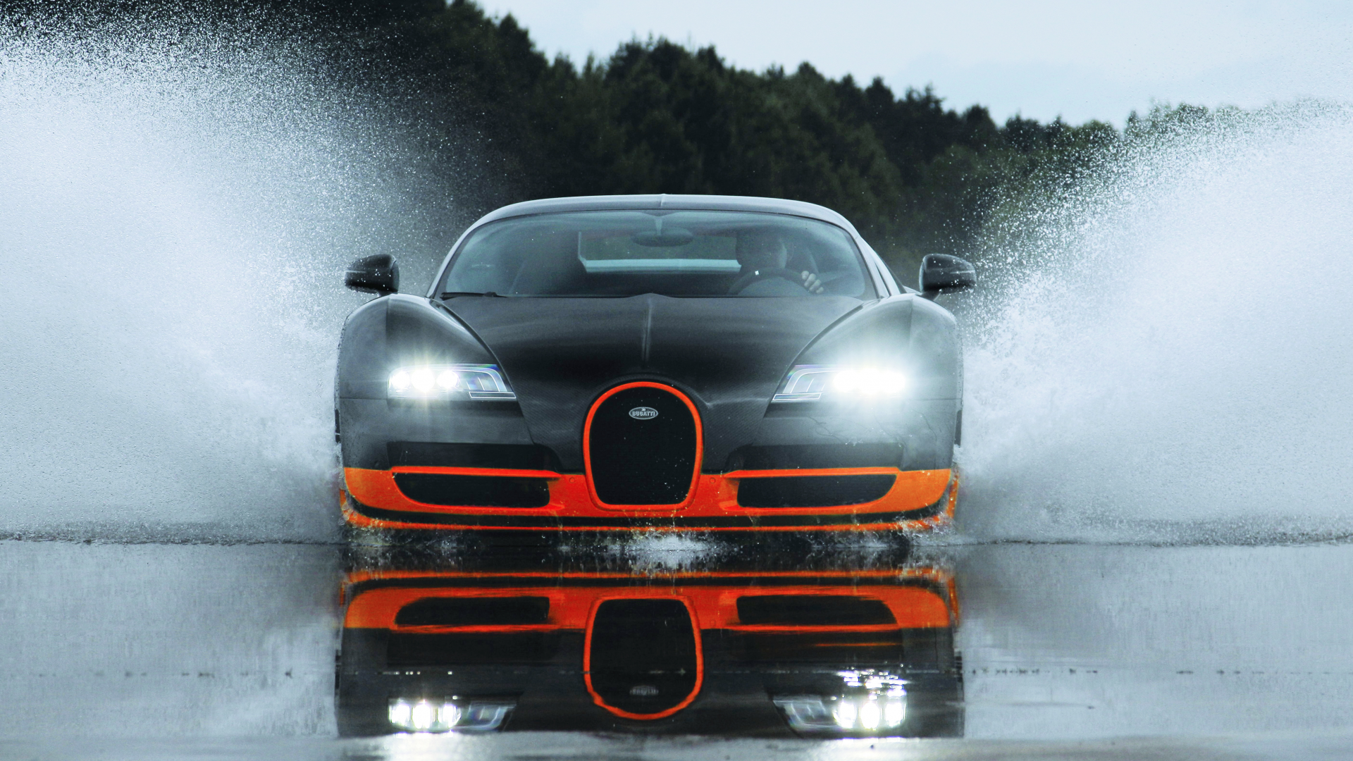 orange, sport, bugatti, super, бугатти, супер, вейрон, wet, veyron, water, splash