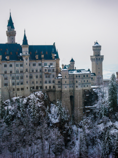 зима, германия, снег, neuschwanstein, бавария, замок, людвиг