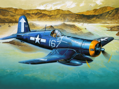 палубный, американский, f4u-1d, истребитель, самолёт