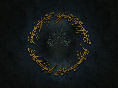 lord of the rings, sindarin, logo, gold, tolkien