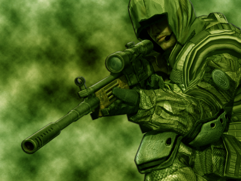 оружие, солдат, зеленый, прицел, снайпер