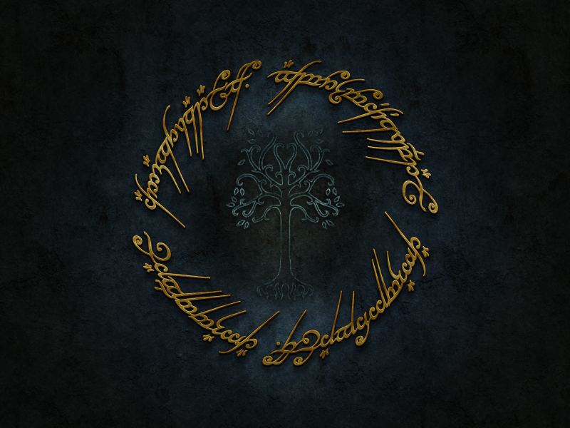 lord of the rings, sindarin, logo, gold, tolkien