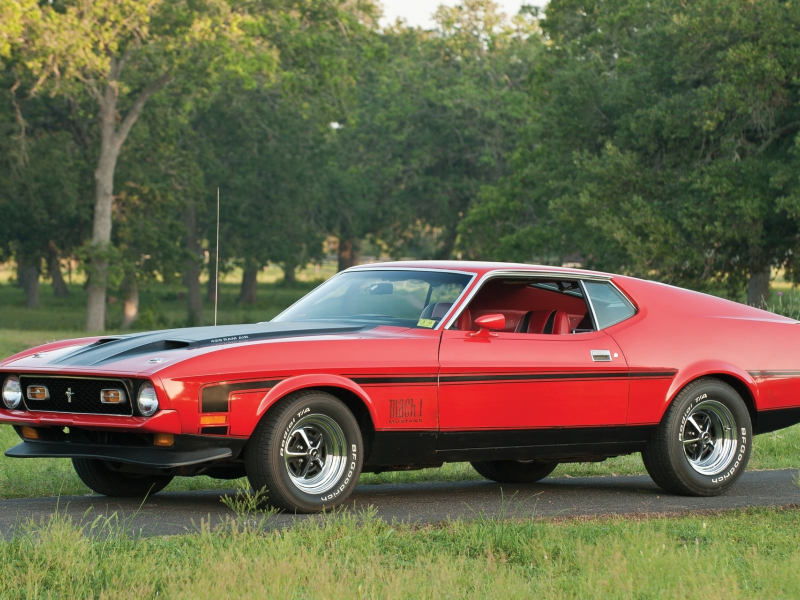 красный, форд, ford, 1971, muscle car, mach 1, передок, mustang, мустанг