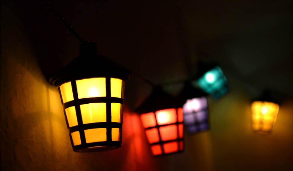 lights, colors, red, blue, purple, yellow, lamp