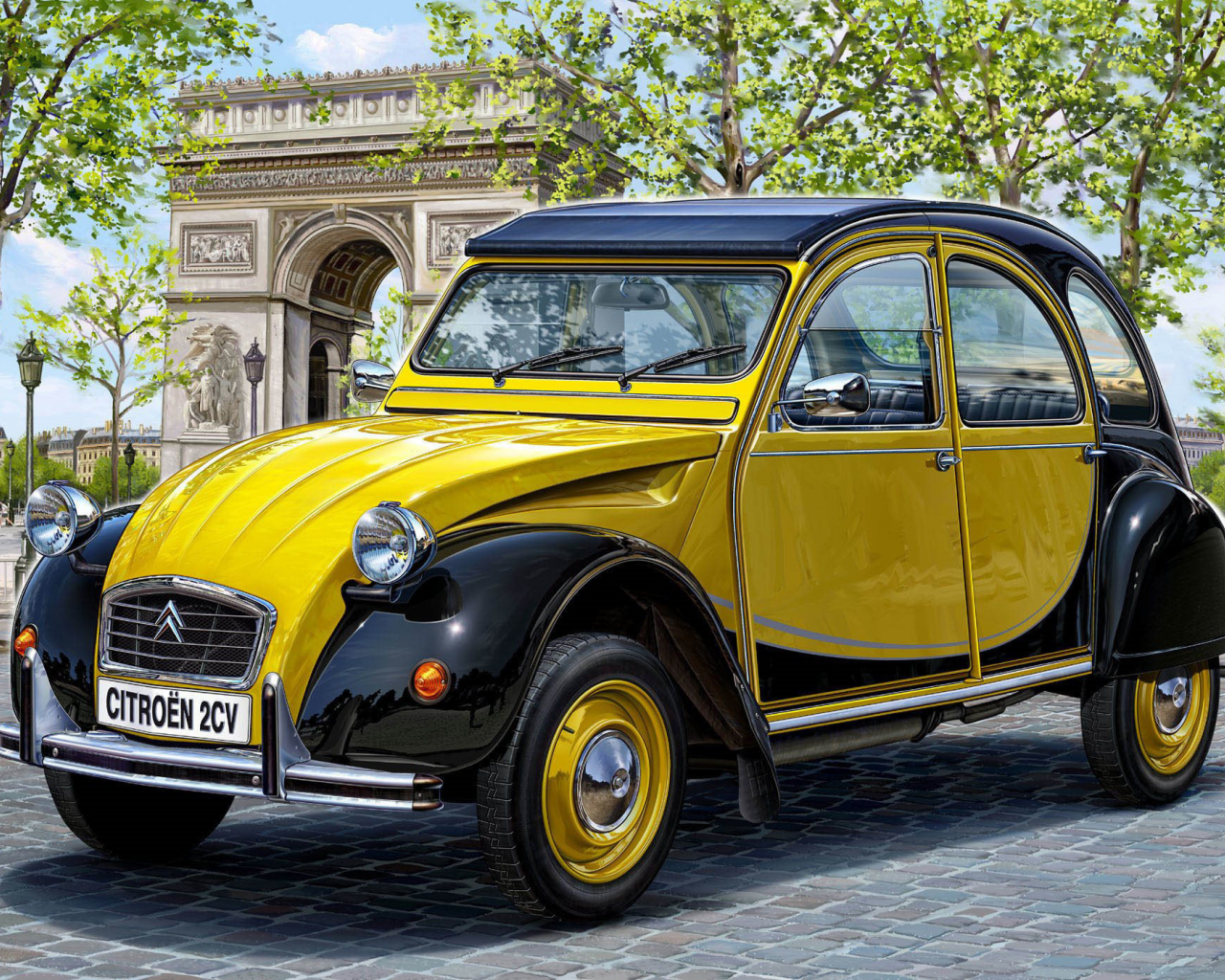 deux, citroen, автомобиль, арт, микролитражный, ситроен, 2cv