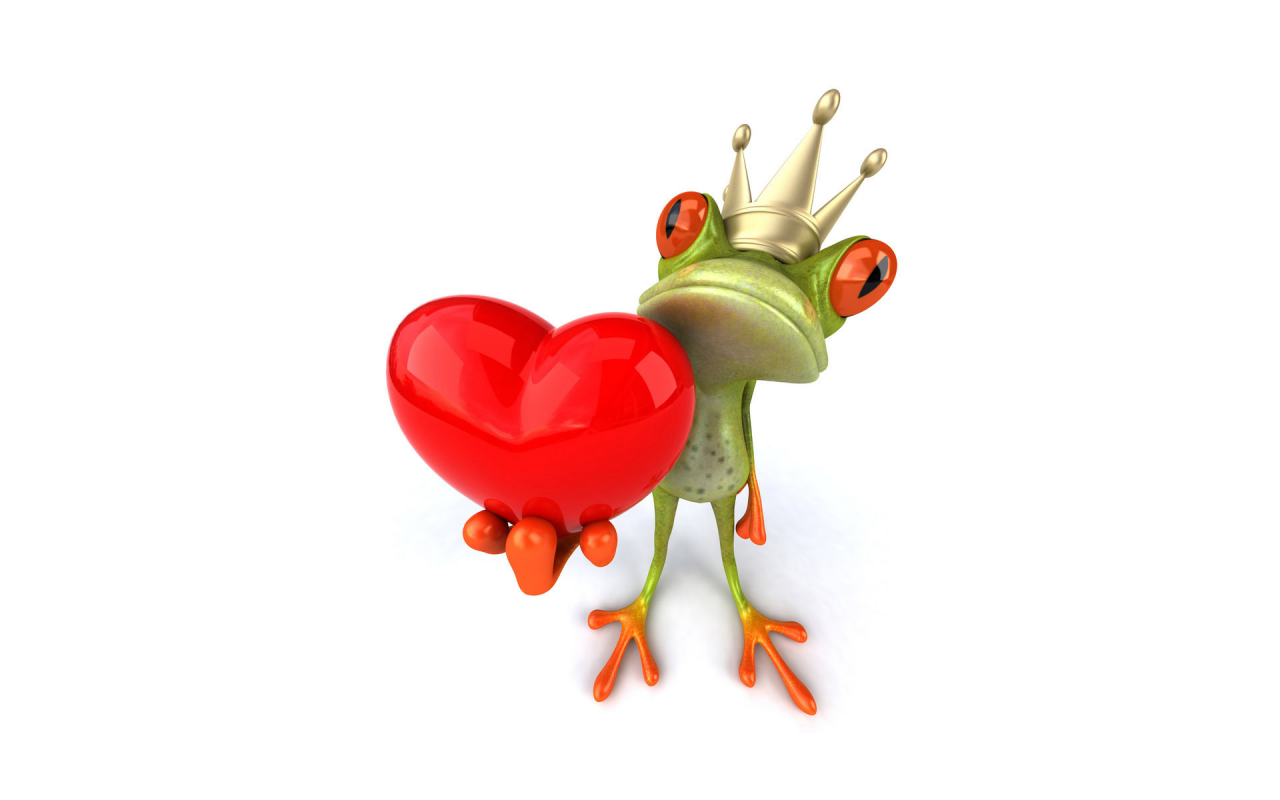 free frog 3d, лягушка, корона, сердце, графика