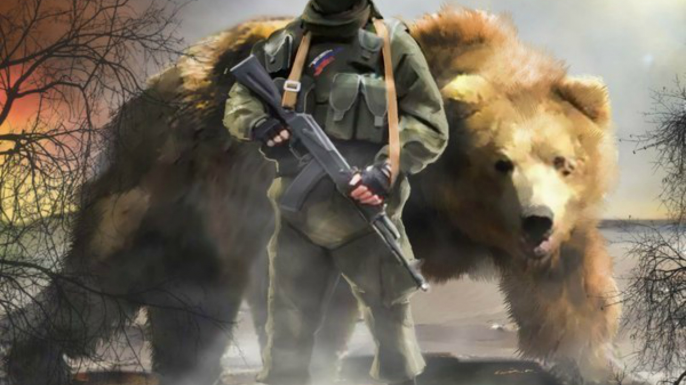 солдат красной армии, медведь, оружие
