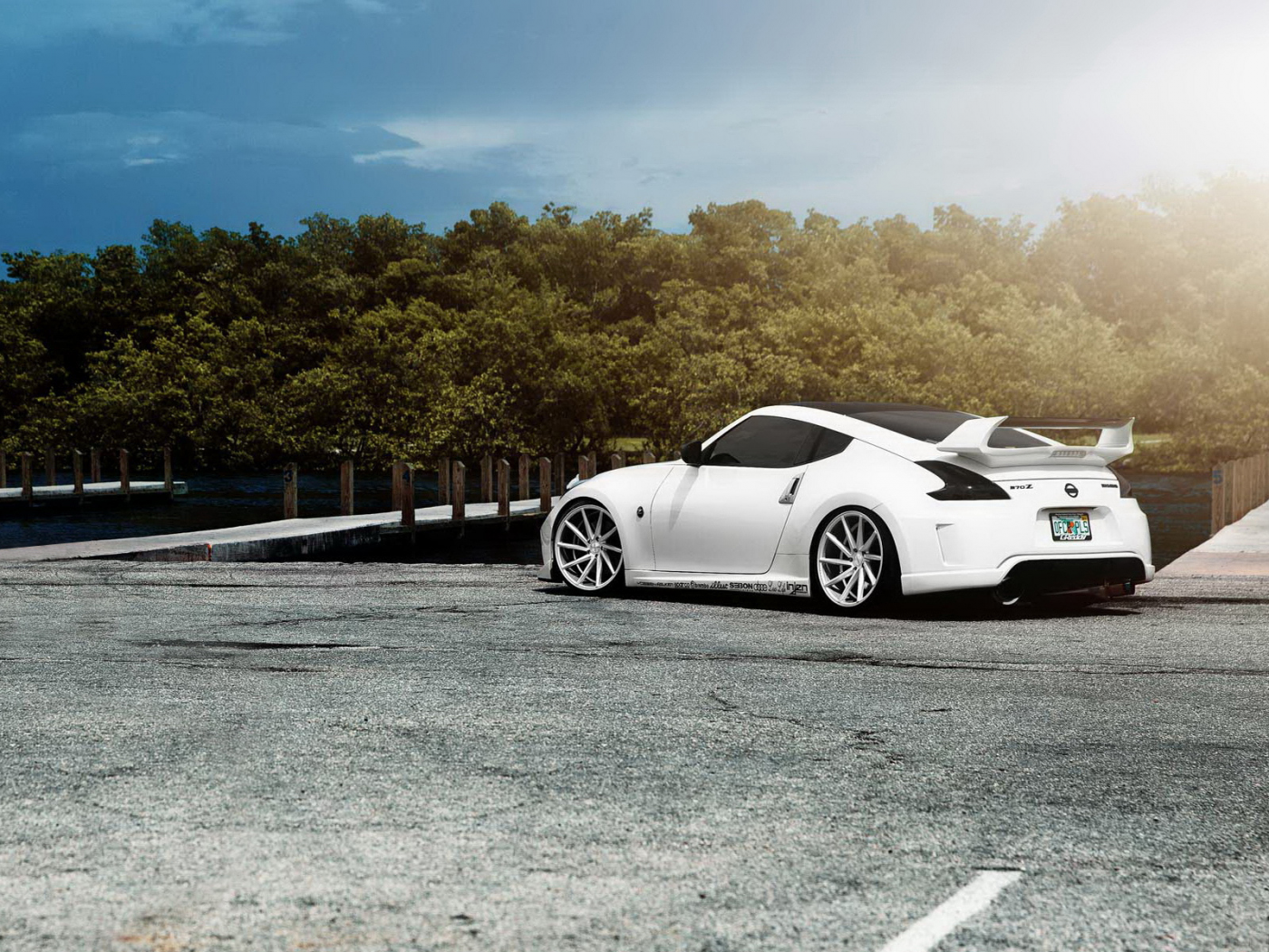 car, автообои, white, nissan 370z, тюнинг, tuning, ниссан