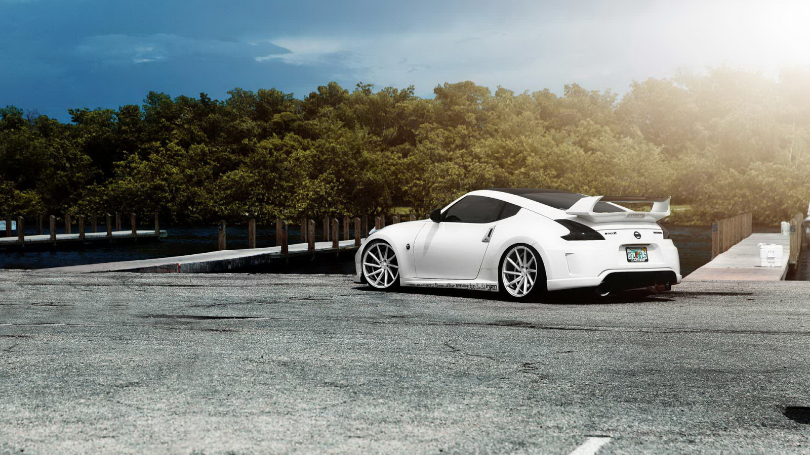 car, автообои, white, nissan 370z, тюнинг, tuning, ниссан