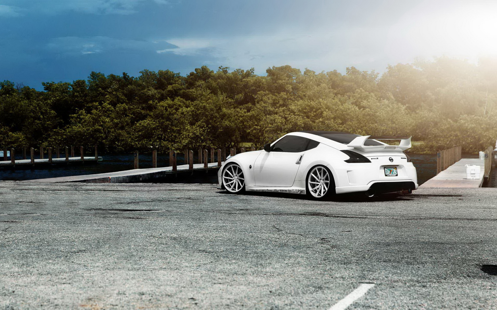 car, автообои, white, nissan 370z, тюнинг, tuning, ниссан