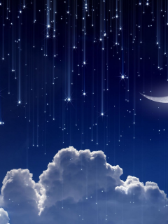 звезды, луна, облака, полумесяц, месяц, небо, космос