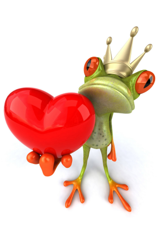 free frog 3d, лягушка, корона, сердце, графика
