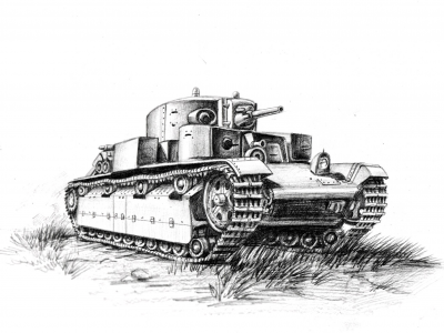 танк, карандаш, средний, т-28, арт, советский