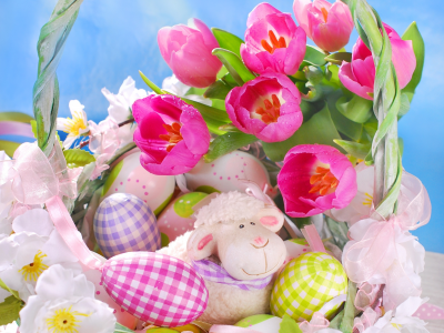 пасхальные яйца, цветы, пасхальные, яйца, тюльпаны