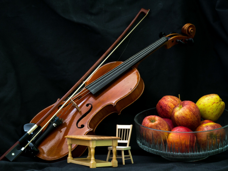 музыка, яблоки, скрипка