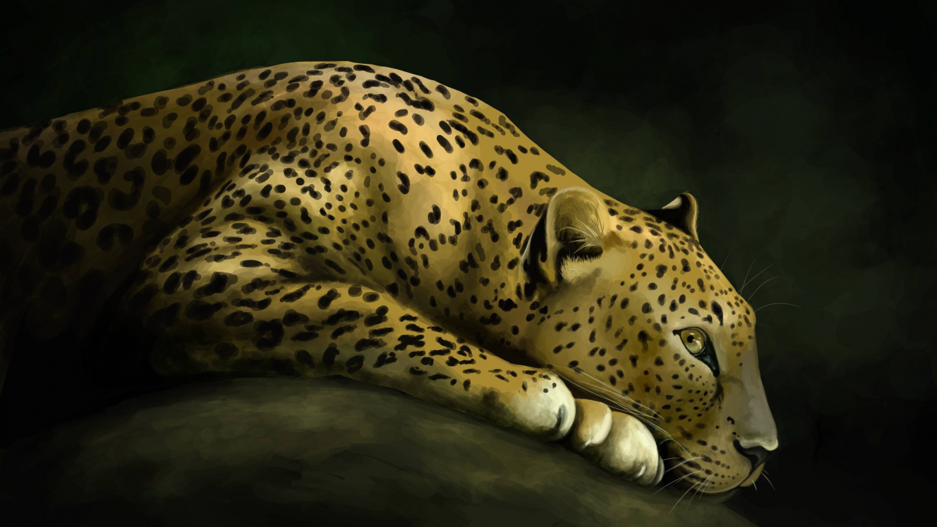 рисунок, леопард