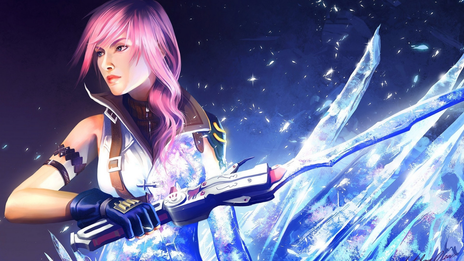 girl, long hair, final fantasy xiii, farron, fanart, mathia arkoniel, lightning