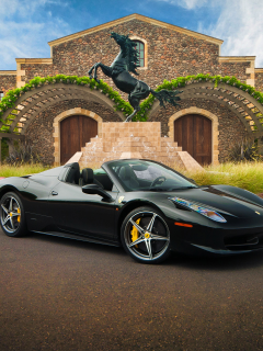 supercar, ferrari 458 spider, hq wallpaper, автообои, феррари, black