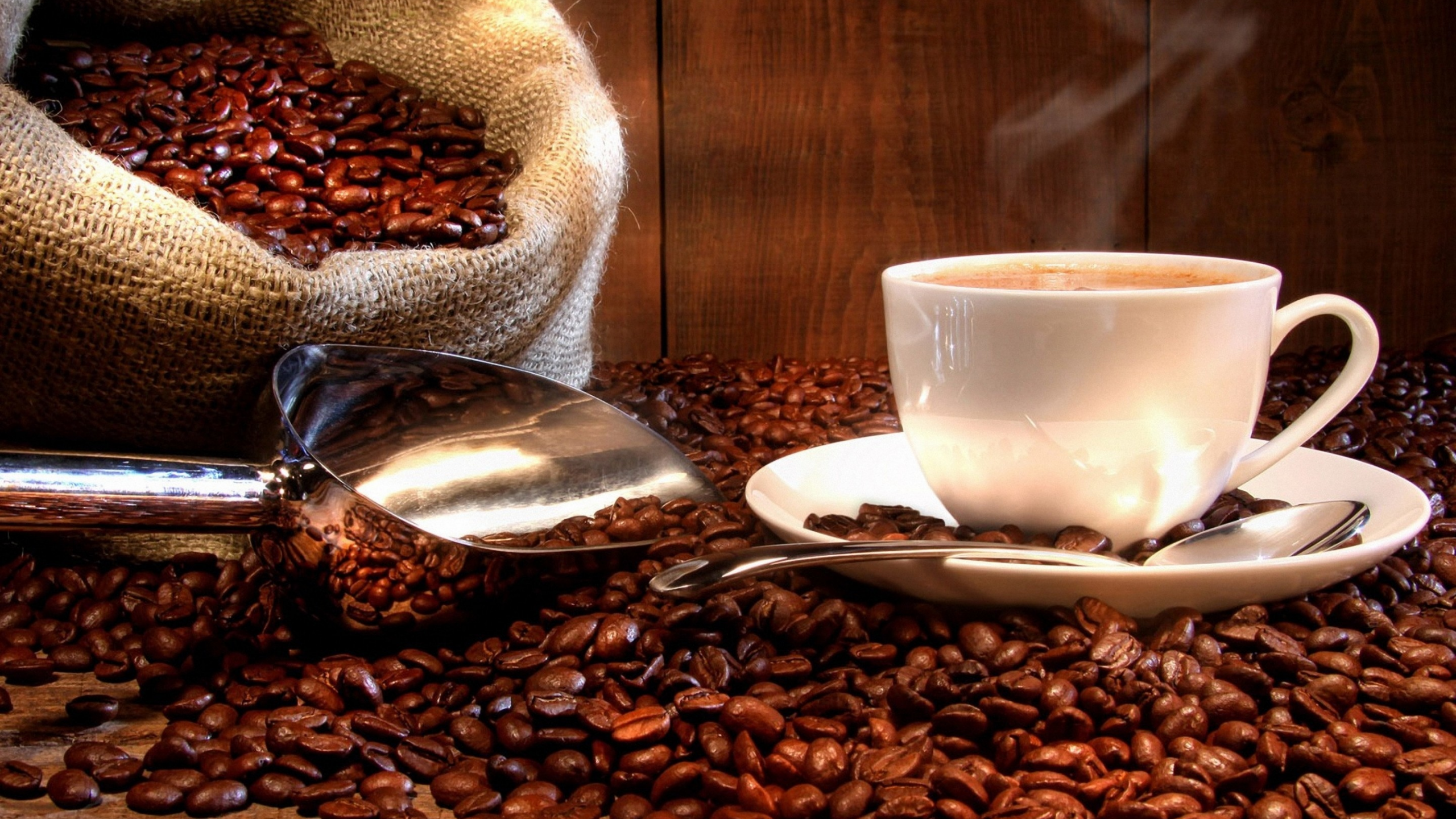 cup, white, coffee, bag, coffee beans