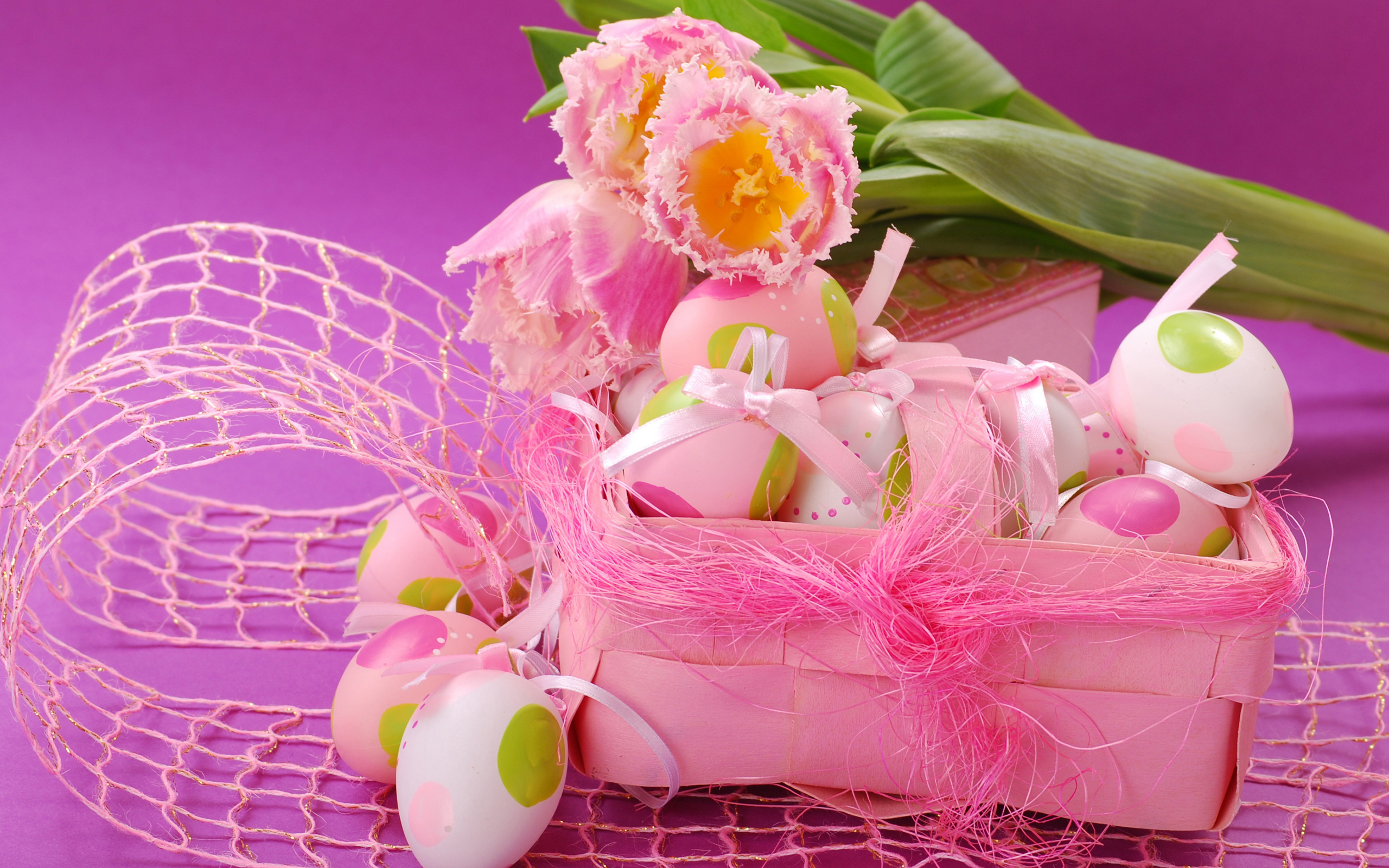 розовый, пасха, flowers, тюльпаны, весна, яйца, eggs, easter, spring