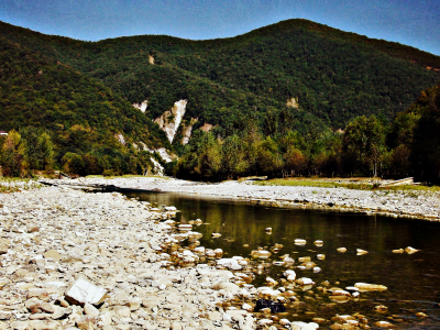 Пейзаж, горная река, горы