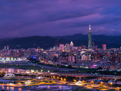 Taipei, город, ночь, огни, дома, небоскребы