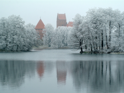 замок, зима, пейзаж