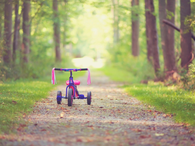 розовый, велосипед, настроения, детство, детский